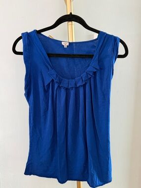 Wilfred Cobalt Blue Ruffle Scoop Neck Tank